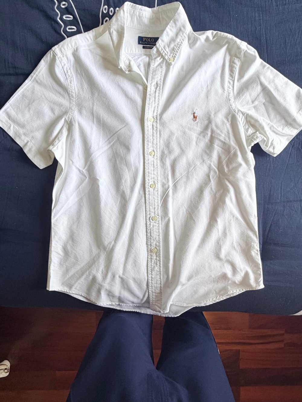 Ralph Lauren White Short-Sleeve Button-Down Oxford Shirt